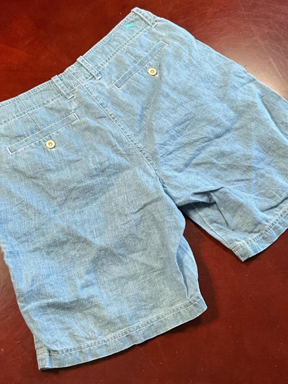 Tommy Bahama Light Blue Chambray Bermuda Shorts - Picture 7 of 8